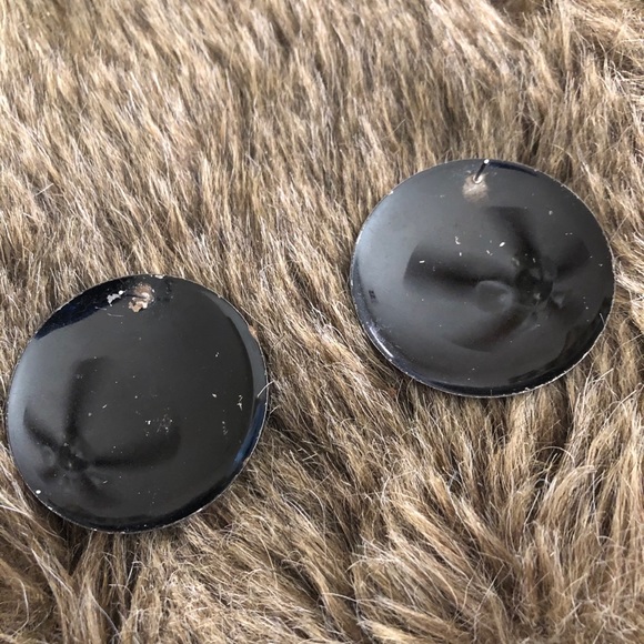 Vintage 80s large rhinestone accent disc earrings - Picture 4 of 6